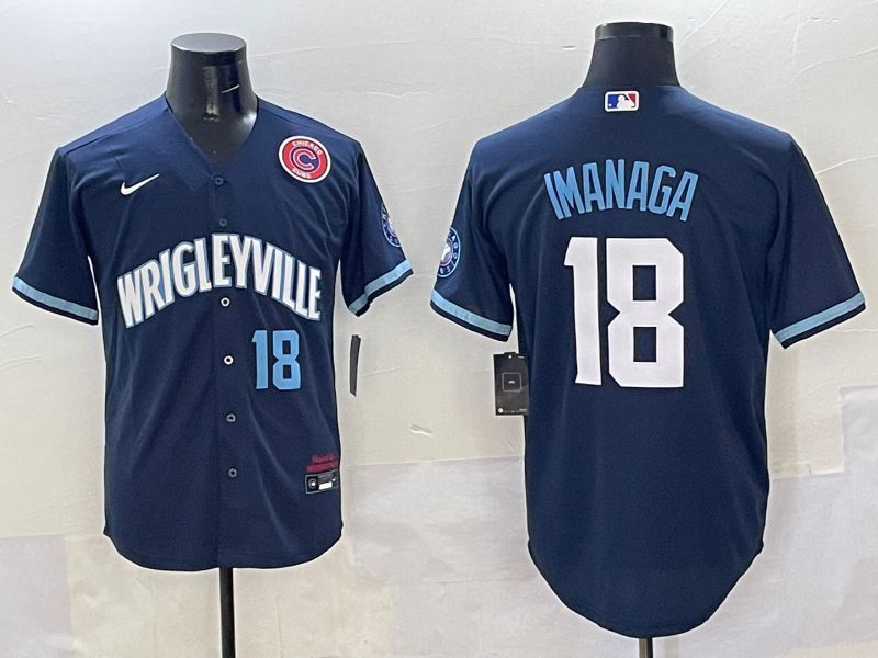 Men Chicago Cubs 18 Imanaga Dark Blue City Edition 2025 Nike MLB Jersey style 13